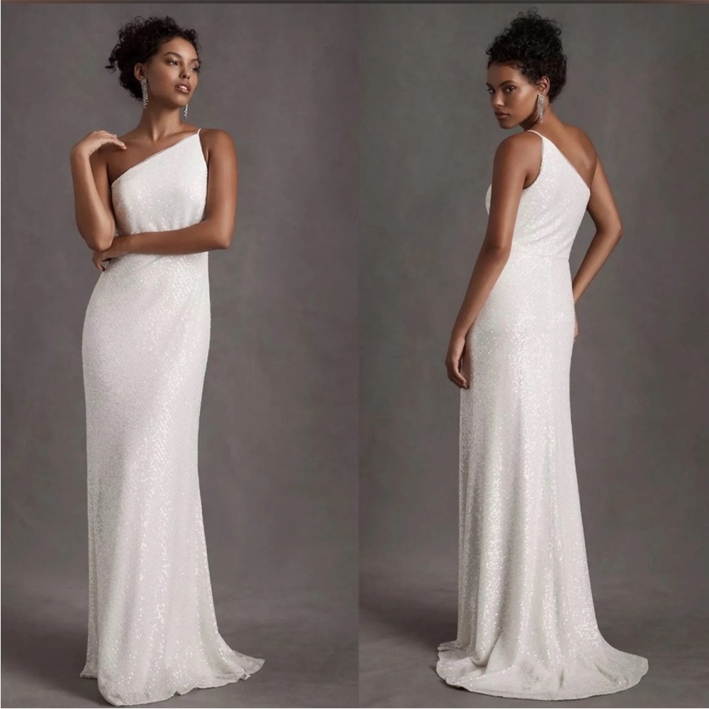 Jenny Yoo Zara One Shoulder Sequin Gown